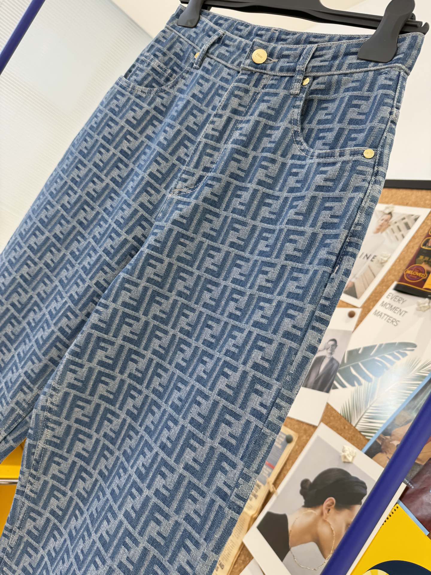 Monogram Pattern Denim Jeans